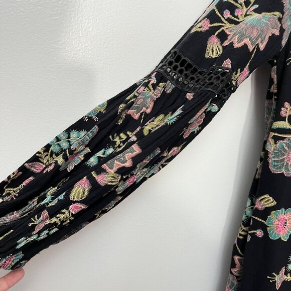 Free People Just The‎ Two Of Us Printed V Neck Floral Swing Tunic  Small - Picture 3 of 9